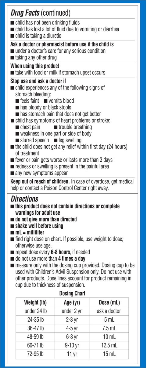 slide 8 of 13, Advil Children's Advil Pain Reliever and Fever Reducer, Liquid Children's Ibuprofen for Pain Relief, Grape - 4 Fl Oz, 4 fl oz