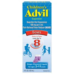 Children's Advil Pain Reliever and Fever Reducer, Liquid Children's Ibuprofen for Pain Relief, Grape - 4 Fl Oz