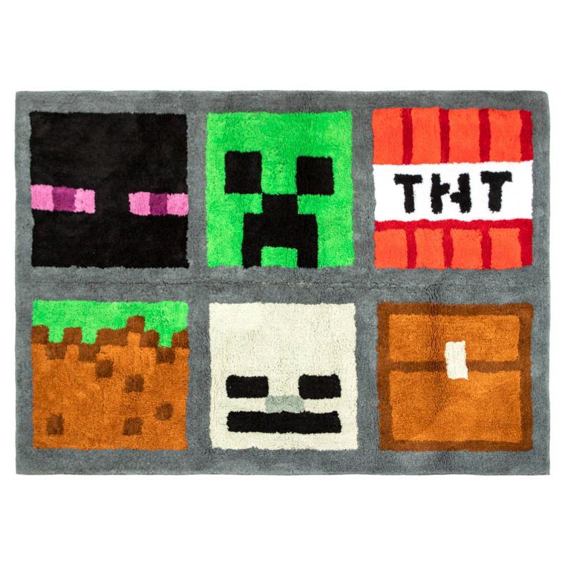 slide 1 of 4, 3'4"x4'6" Minecraft Accent Rug, 1 ct