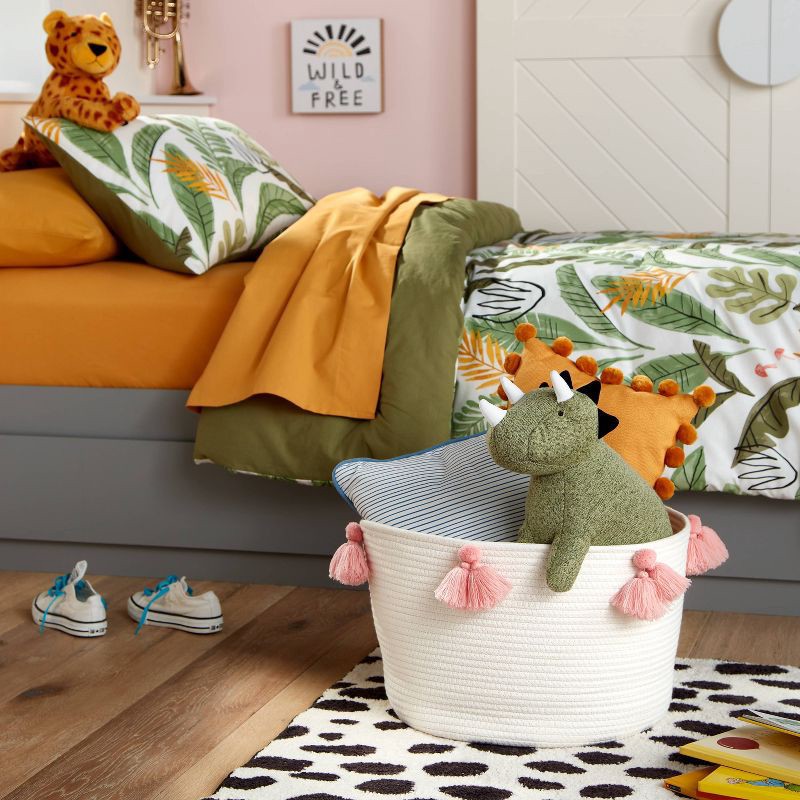 slide 2 of 5, Large Coiled Rope Kids' Basket with Tassels Natural/Rose Pink - Pillowfort™, 1 ct