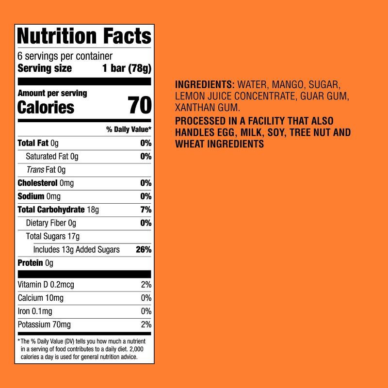 slide 4 of 4, Frozen Mango Fruit Bars - 16.5 fl oz/6ct - Good & Gather™, 16.5 fl oz, 6 ct