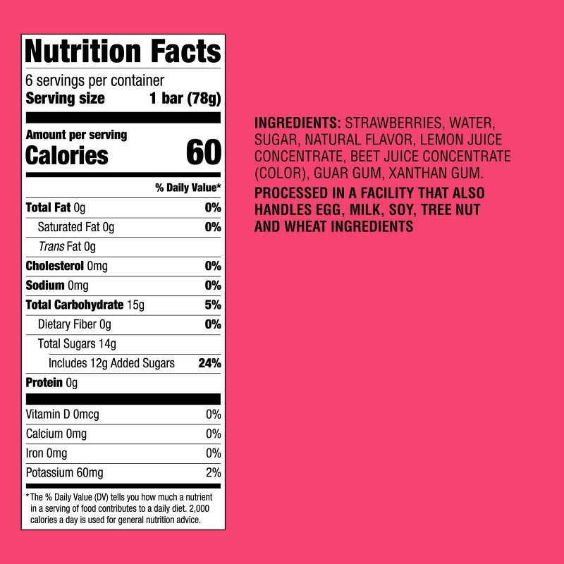 slide 4 of 4, Frozen Strawberry Fruit Bars - 16.5 fl oz/6ct - Good & Gather™, 16.5 fl oz, 6 ct