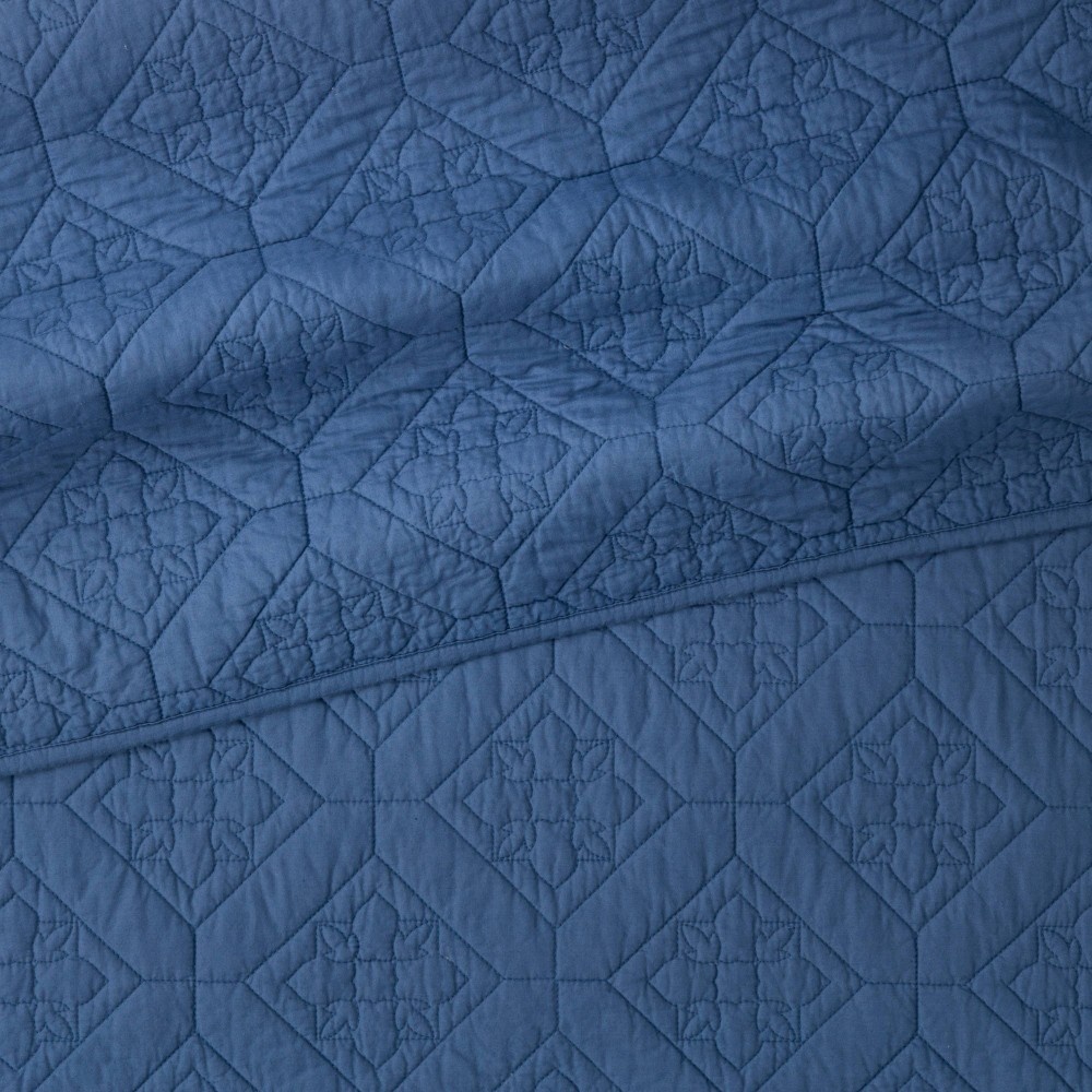 slide 4 of 4, King Embroidered Cotton Quilt Blue - Threshold, 1 ct