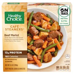 Healthy Choice Café Steamers Beef Merlot, Frozen Meal, 9.5 oz. Bowl