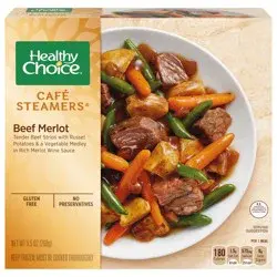 Healthy Choice Cafe Steamers Beef Merlot, Frozen Meal, 9.5 OZ Bowl
