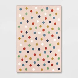 4'x5'6" Multi Dot Kids' Rug Pink - Pillowfort™: Tufted Polka Dot Accent for Kids Room, OEKO-TEX Certified