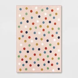 4'x5'6" Multi Dot Kids' Rug Pink - Pillowfort™: Tufted Polka Dot Accent for Kids Room, OEKO-TEX Certified