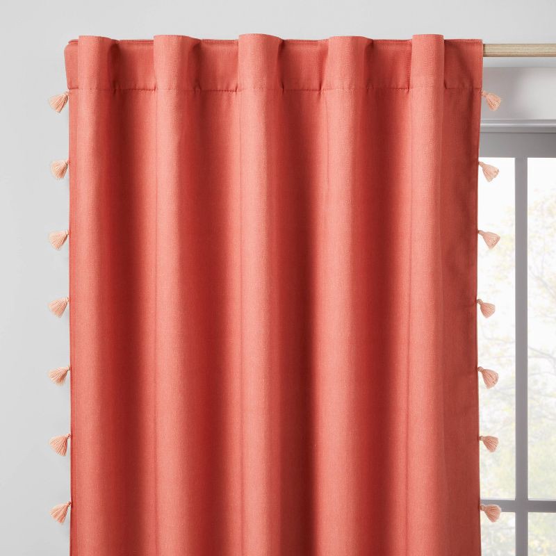 slide 2 of 6, 42"W x 84"L Tassel Kids' Blackout Window Curtain Panel Rose Pink - Pillowfort™, 1 ct