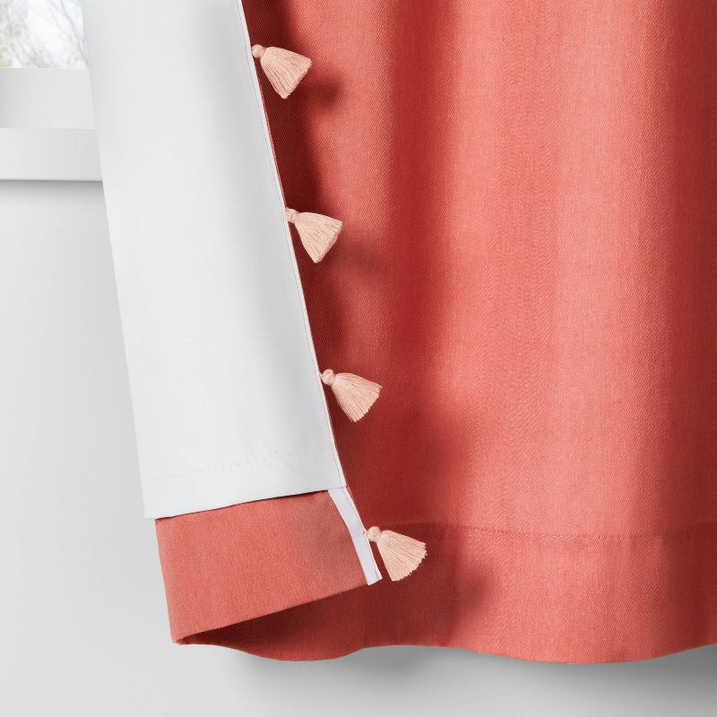 slide 4 of 6, 42"W x 84"L Tassel Kids' Blackout Window Curtain Panel Rose Pink - Pillowfort™, 1 ct