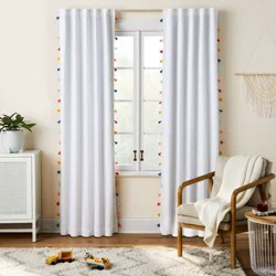 84" Blackout Tassel Kids' Curtain Panel White - Pillowfort™