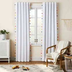 84" Blackout Tassel Kids' Curtain Panel White - Pillowfort™
