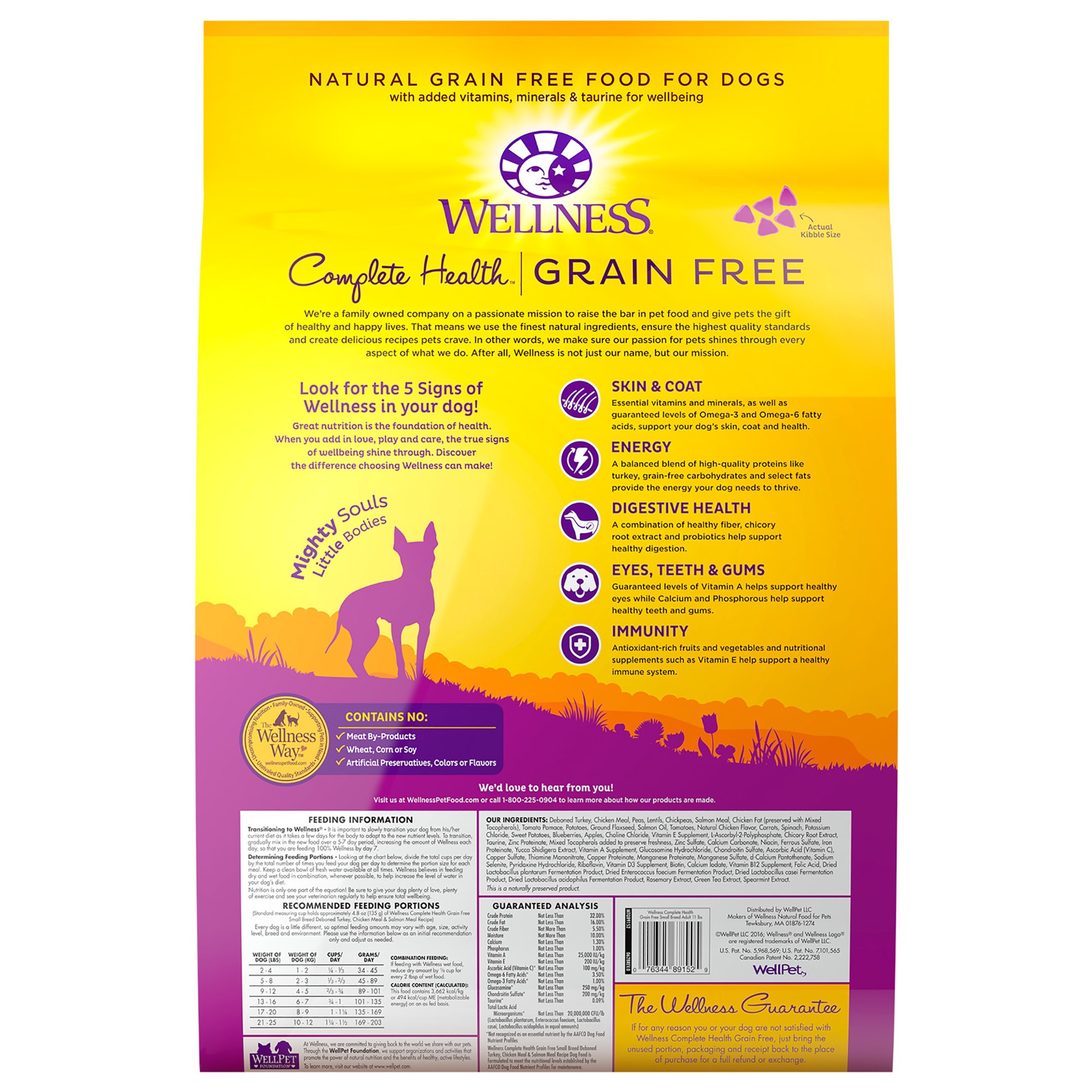 slide 5 of 5, Wellness Complete Health Natural Grain Free Dry Small Breed Dog Food, Turkey, Chicken & Salmon, 11-Pound Bag, 1 ct