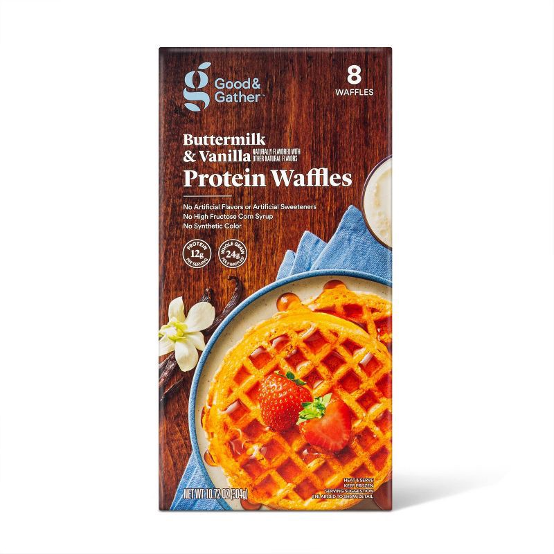 slide 1 of 3, Buttermilk with Vanilla Frozen Protein Waffle - 8ct - Good & Gather™, 8 ct