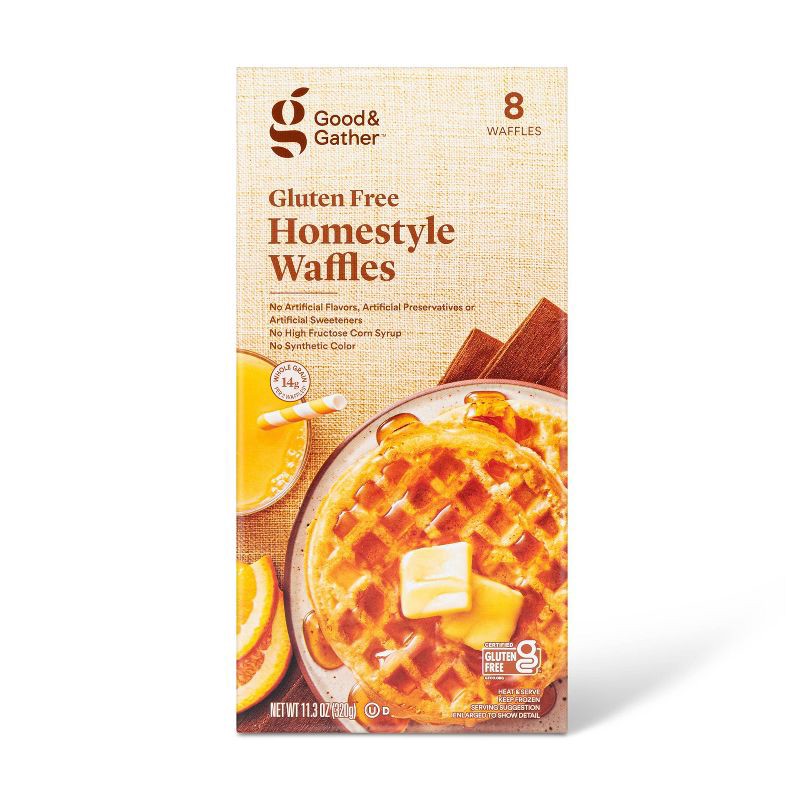 slide 1 of 3, Gluten Free Homestyle Frozen Waffle - 8ct - Good & Gather™, 8 ct