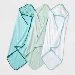 Baby Boys' Basic Muslin Hooded Towel - Cloud Island Mint/Aqua/White