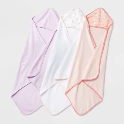 Baby Girls' Basic Muslin Hooded Towel - Cloud Island Purple/White/Peach