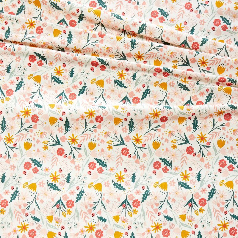 slide 4 of 4, Full In the Garden Cotton Kids' Sheet Set - Pillowfort™: Botanical Floral Bedding, 220 Thread Count, OEKO-TEX Certified, 1 ct
