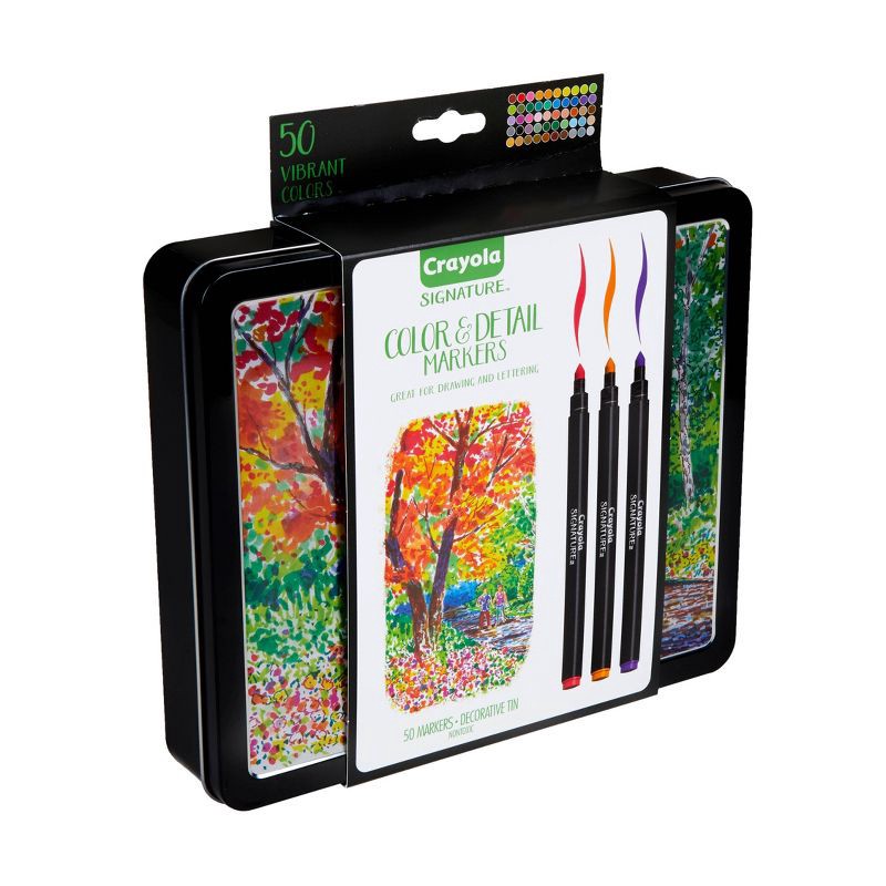 slide 2 of 7, Crayola 50ct Signature Color & Detail Markers Set: Fine Point, Multicolored, Non-Toxic, Artist Drawing & Coloring Markers, 50 ct