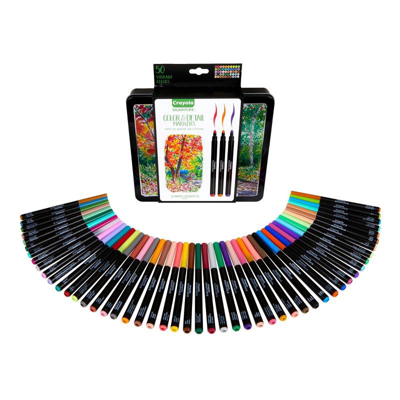 slide 5 of 7, Crayola 50ct Signature Color & Detail Markers Set: Fine Point, Multicolored, Non-Toxic, Artist Drawing & Coloring Markers, 50 ct