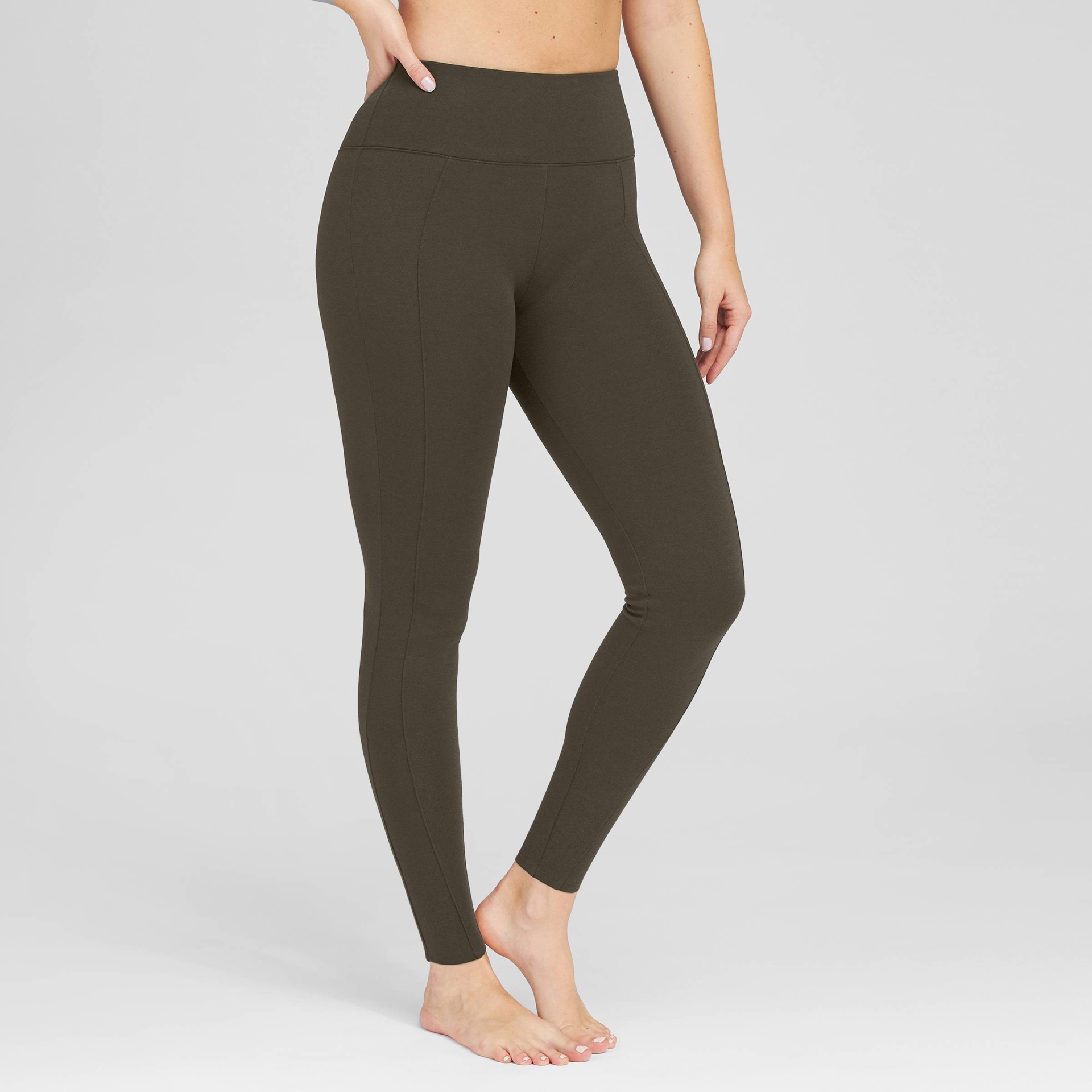 slide 1 of 4, ASSETS by SPANX Women's Ponte Shaping Leggings - Olive Green XL, 1 ct