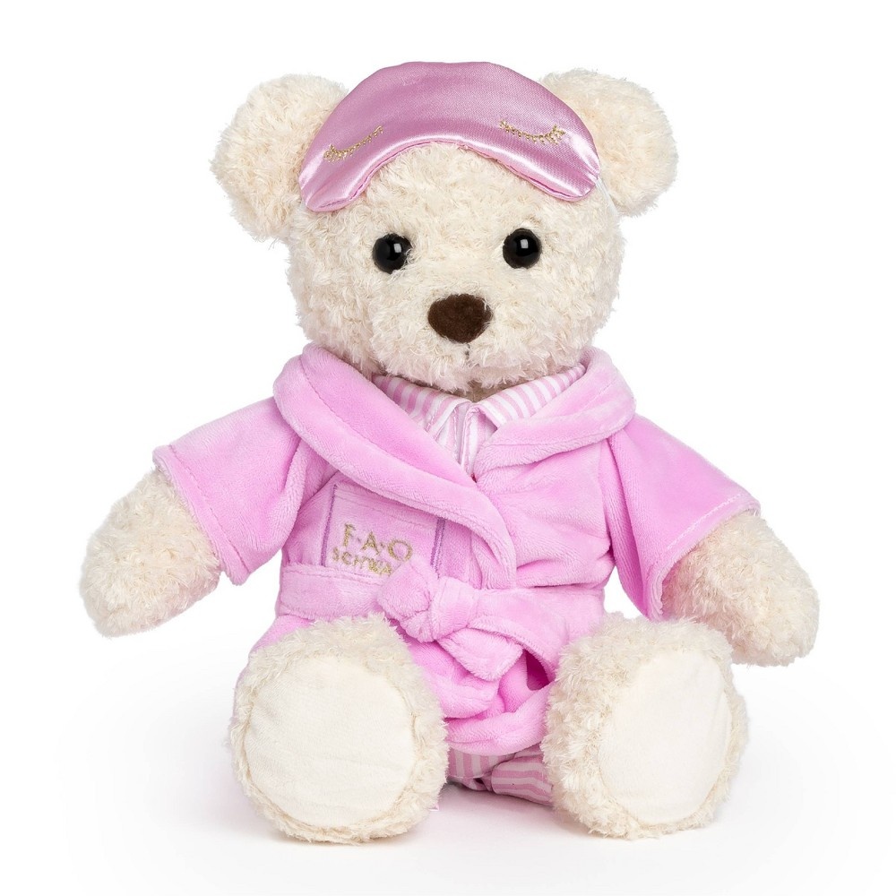 slide 5 of 6, FAO Schwarz Toy Plush Bear in Pajamas - pink with eye mask Valentine's Day, 1 ct