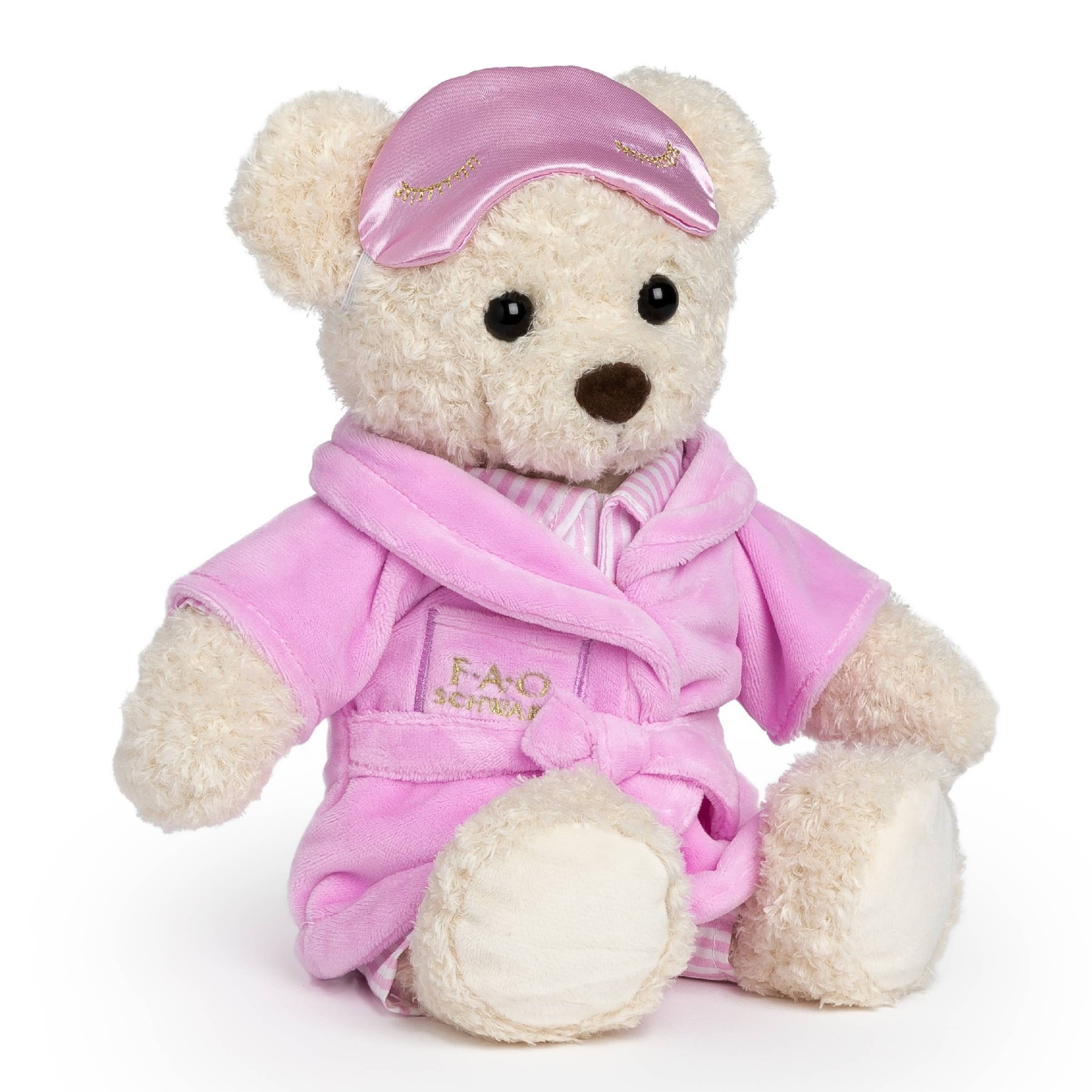 slide 1 of 6, FAO Schwarz Toy Plush Bear in Pajamas - pink with eye mask Valentine's Day, 1 ct