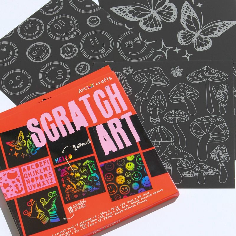 slide 7 of 8, 14pc Art 101 Crafts Scratch Art - DM Creations, 14 ct