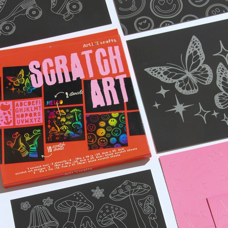 slide 6 of 8, 14pc Art 101 Crafts Scratch Art - DM Creations, 14 ct