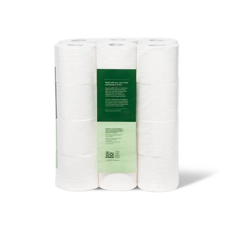 slide 3 of 3, 100% Recycled Toilet Paper - 24 Rolls - Everspring™, 24 ct