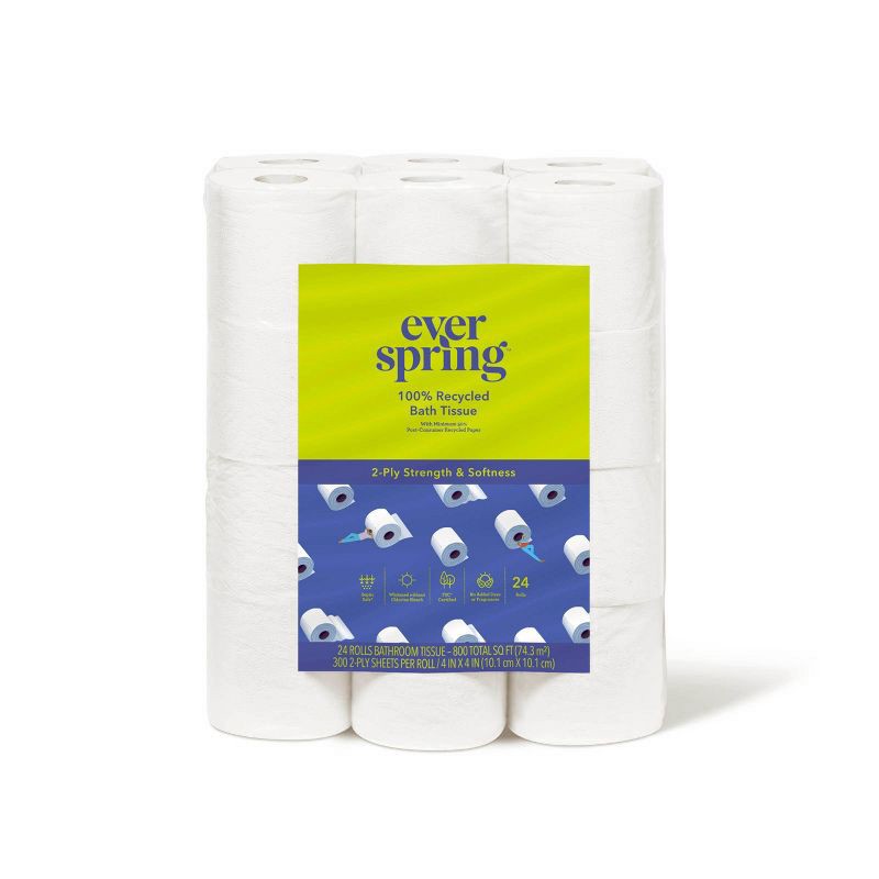slide 1 of 3, 100% Recycled Toilet Paper - 24 Rolls - Everspring™, 24 rolls