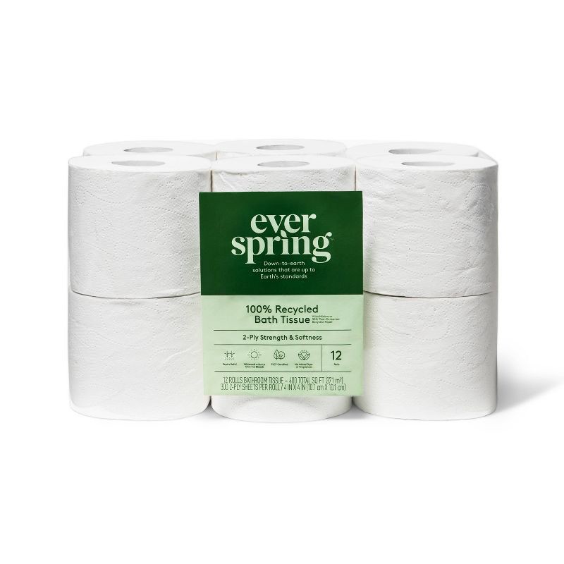 slide 1 of 3, 100% Recycled Toilet Paper - 12 Rolls - Everspring™, 12 ct