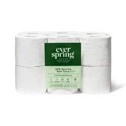 100% Recycled Toilet Paper - 12 Rolls - Everspring™