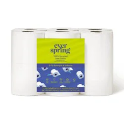 100% Recycled Toilet Paper - 12 Rolls - Everspring™