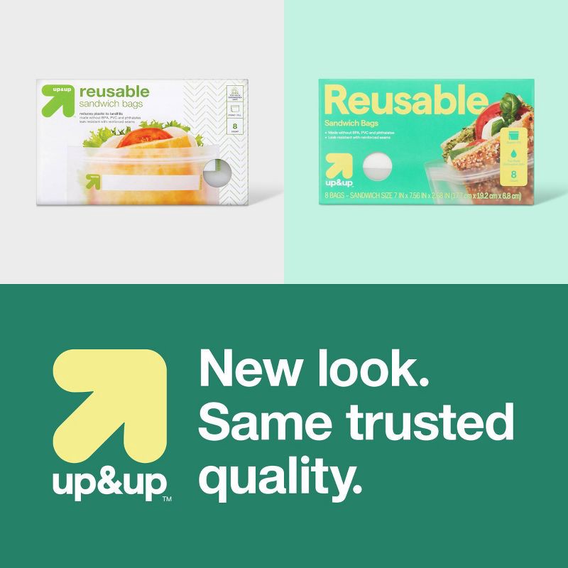 slide 5 of 5, Reusable Bag - Sandwich - 8pk - up&up™, 8 ct