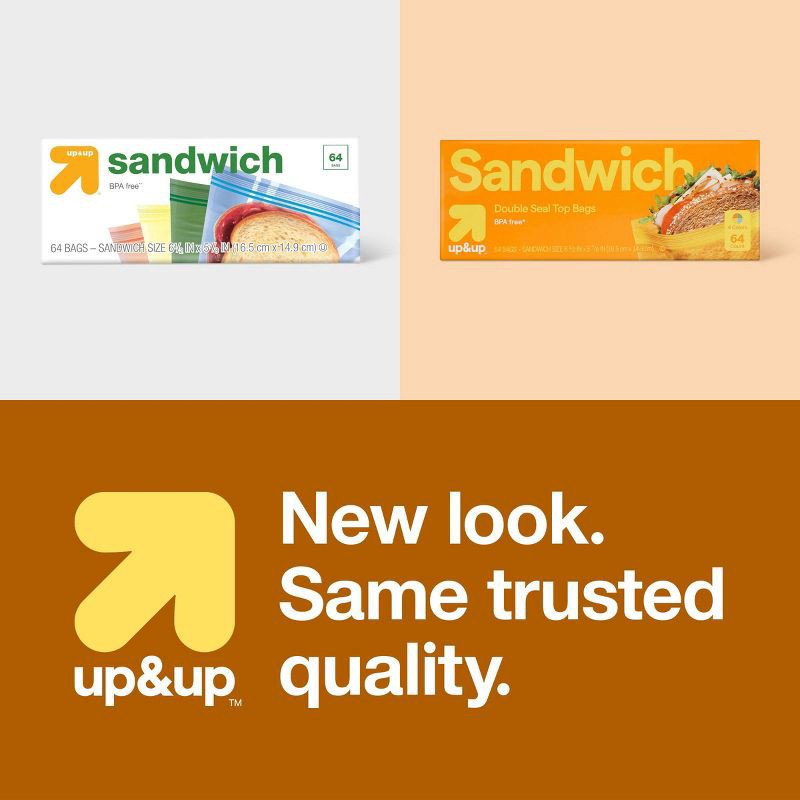 slide 4 of 4, Sandwich Storage Bags Assorted Colors - 64 ct - up&up, 64 ct