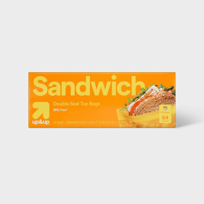 slide 1 of 4, Sandwich Storage Bags Assorted Colors - 64 ct - up&up, 64 ct