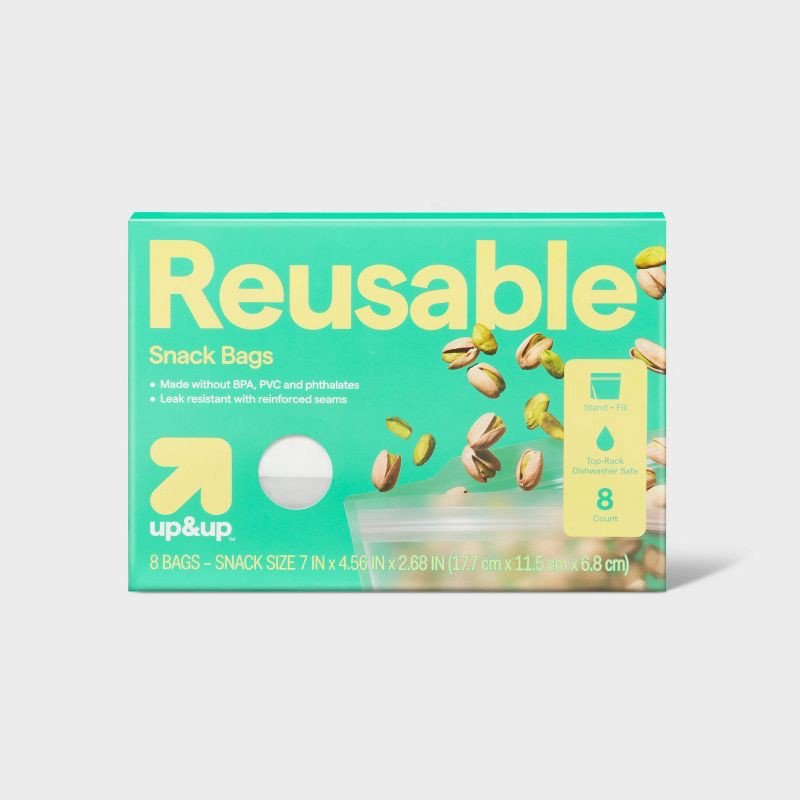 slide 1 of 5, Snack Reusable Food Storage Bags - 8pk - up&up™, 8 ct