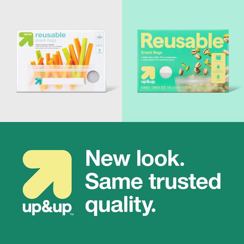 slide 5 of 5, Snack Reusable Food Storage Bags - 8pk - up&up™, 8 ct
