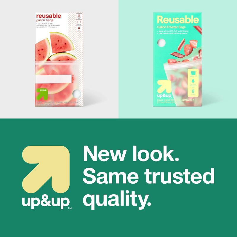 slide 5 of 5, Reusable Bag - Gallon Freezer - 8pk - up&up™, 8 ct