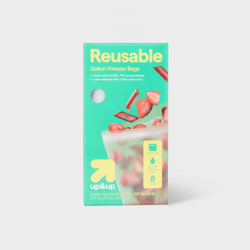 slide 1 of 5, Reusable Bag - Gallon Freezer - 8pk - up&up™, 8 ct