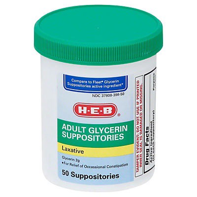 slide 1 of 1, H-E-B Adult Glycerin Suppositories, 50 ct