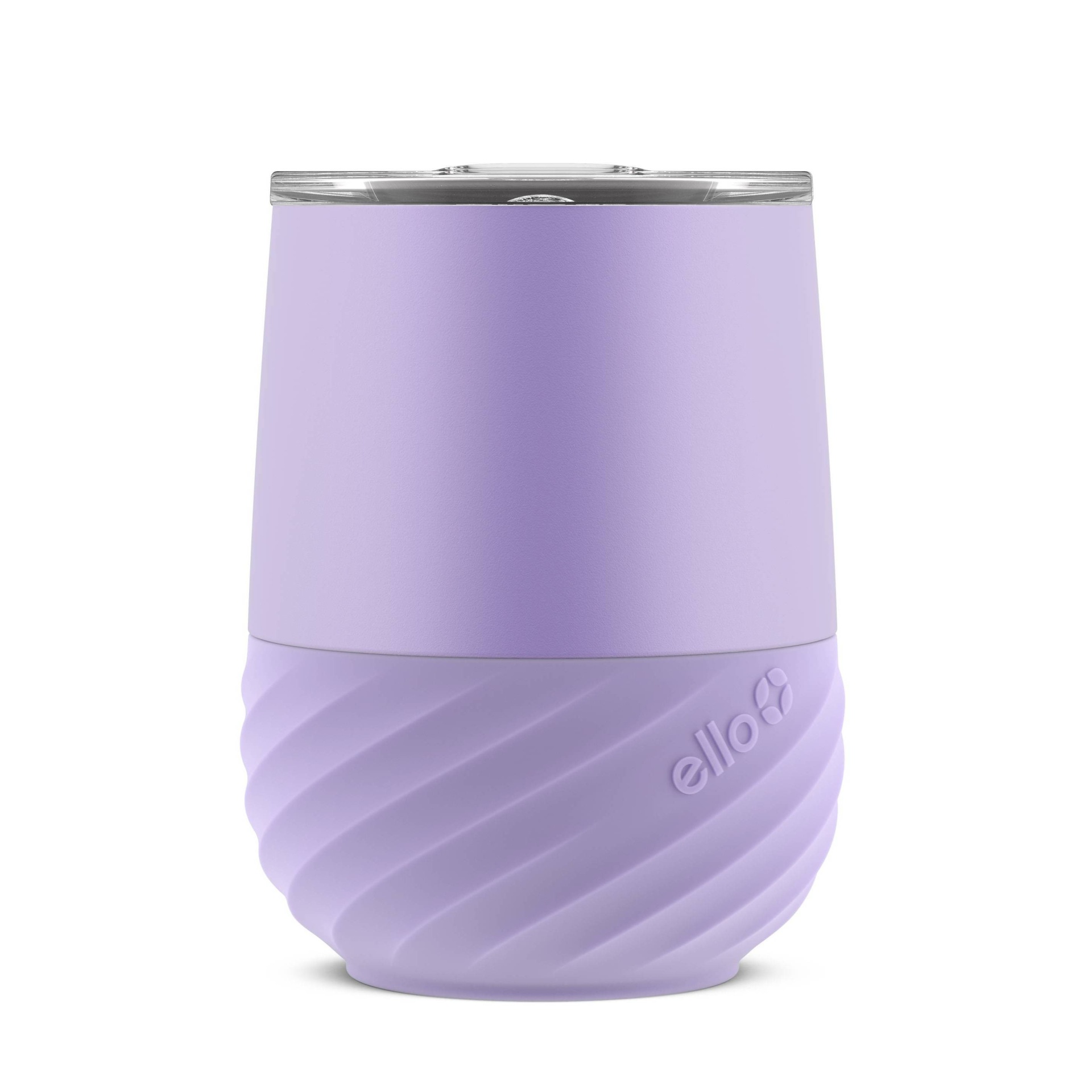 slide 1 of 4, Ello Clink Vacuum Insulated Stainless Steel Wine Tumbler with Silicone Boot and Lid - Lilac, 12 oz