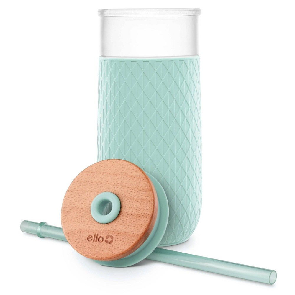 slide 3 of 3, Ello Devon Glass Tumbler with Lid - Mint, 18 oz
