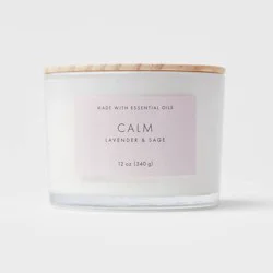 3-Wick 12oz Wood Lidded Glass Wellness Calm Candle - Threshold™: Scented with Lavender & Sage, 30hr Burn Time