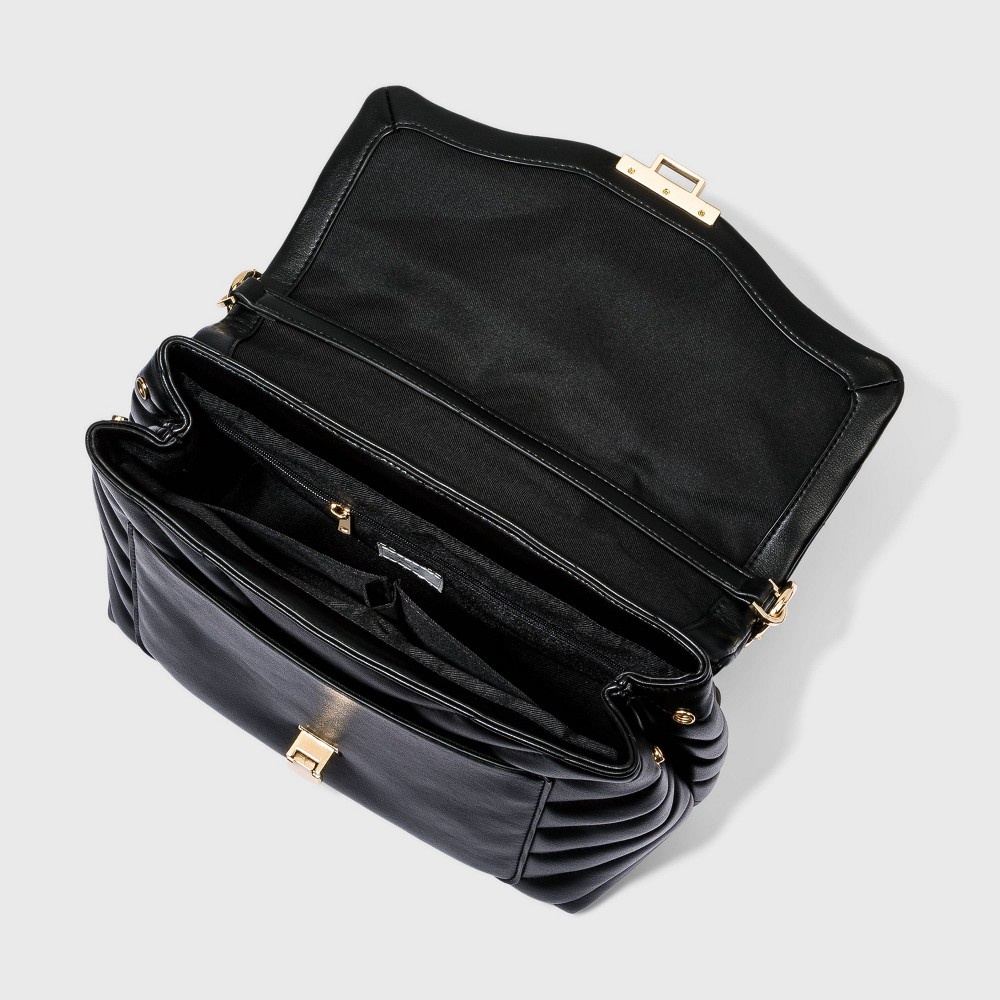 slide 3 of 3, Quilted Top Handle Satchel Handbag - A New Day Black, 1 ct