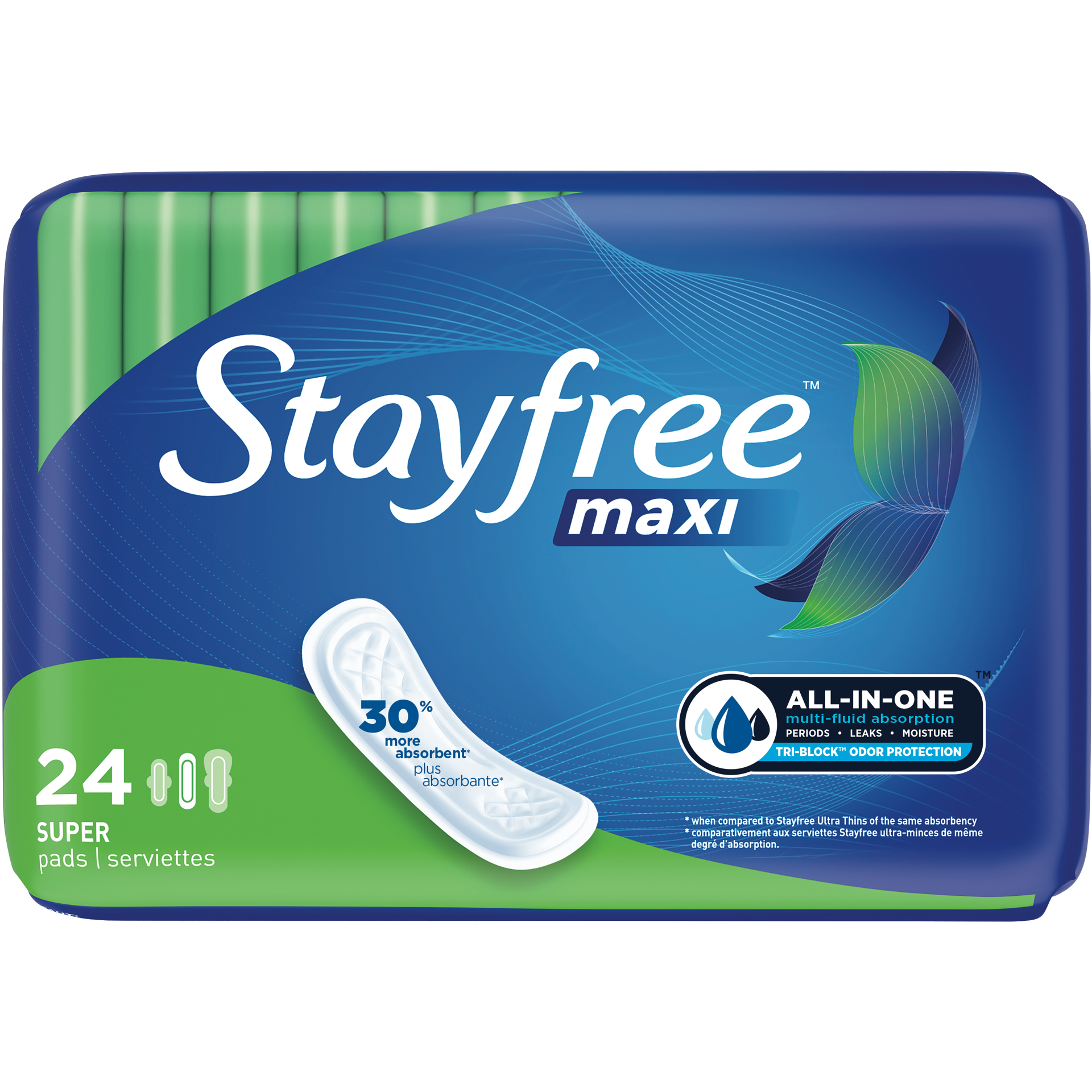 slide 3 of 4, STAYFREE Maxi Pads Super 24ct, 24 ct