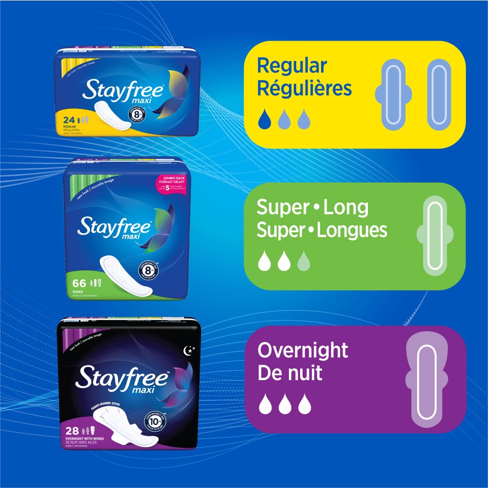 slide 2 of 4, STAYFREE Maxi Pads Super 24ct, 24 ct