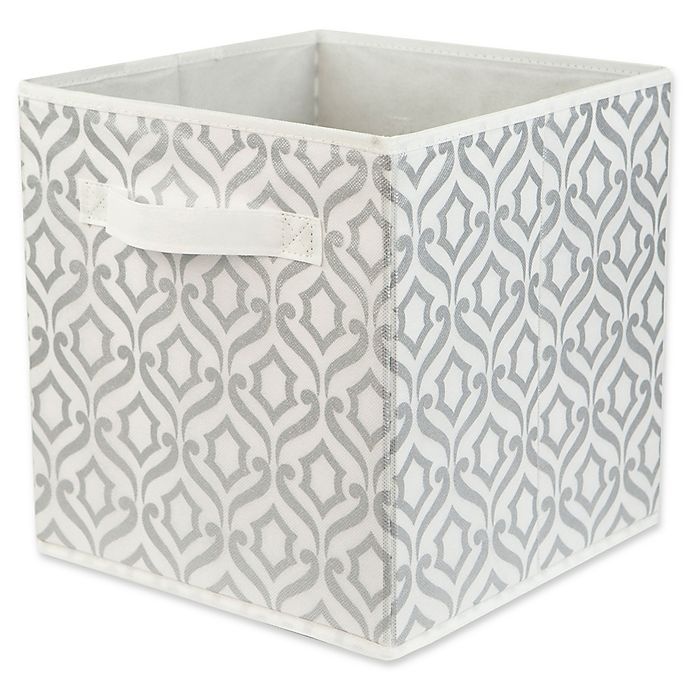 slide 1 of 2, Relaxed Living Fabric Storage Bin - Metallic Silver, 11 in