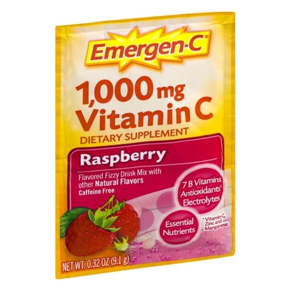 slide 1 of 1, Emergen-C Raspberry 1000 mg Vitamin C Dietary Supplement, 0.32 oz