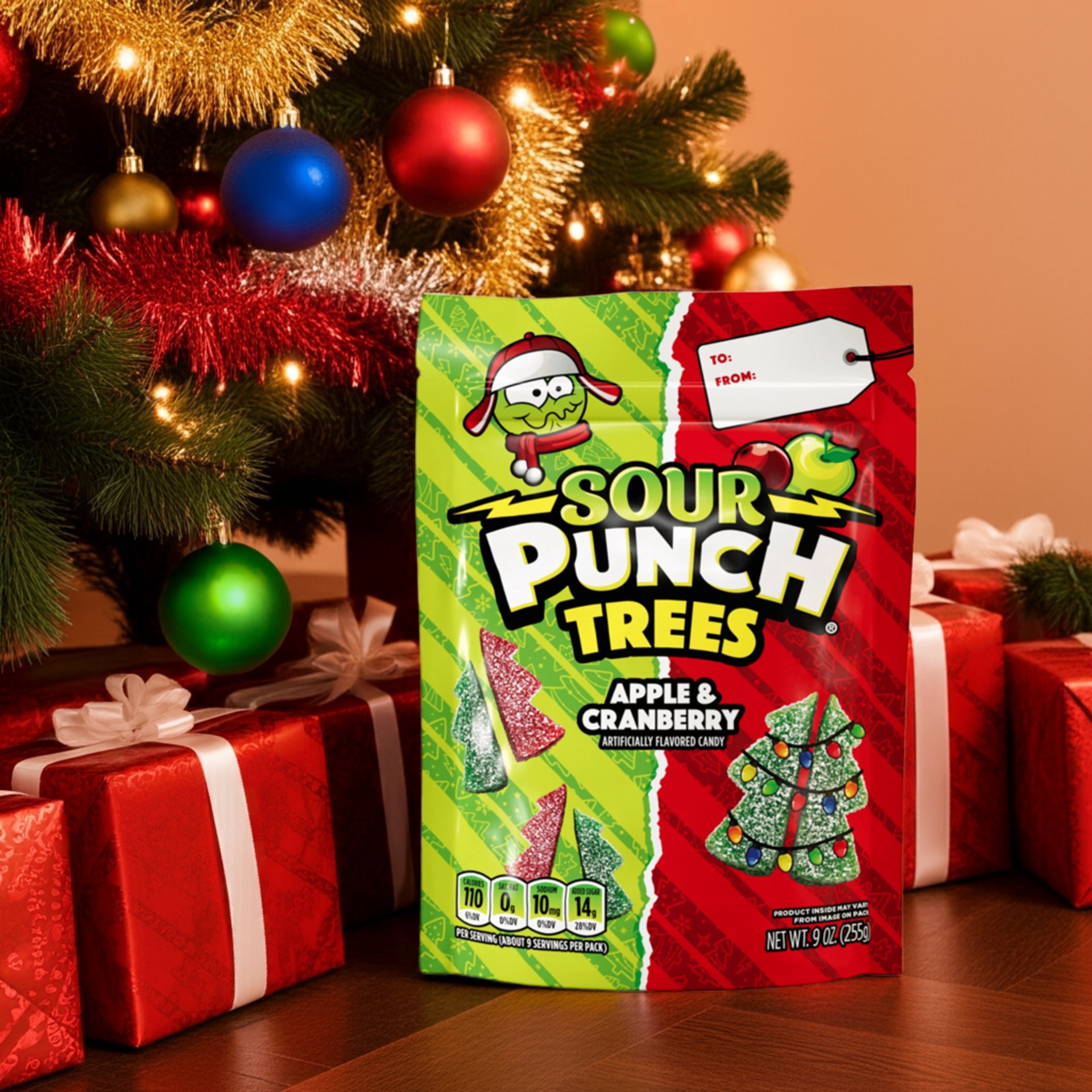slide 3 of 6, Sour Punch Trees Holiday Candy 9oz, 1 ct